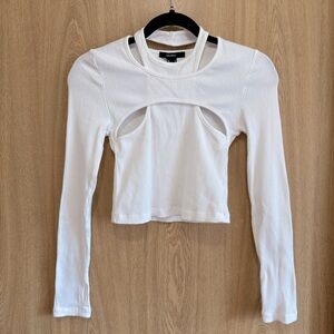 Forever 21 White Long Sleeve Top with neck cutouts